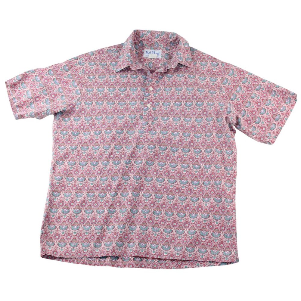 Vintage Rai Nani Lrg Pullover Mid Century Modern Hawaiian Floral Shirt Made USA